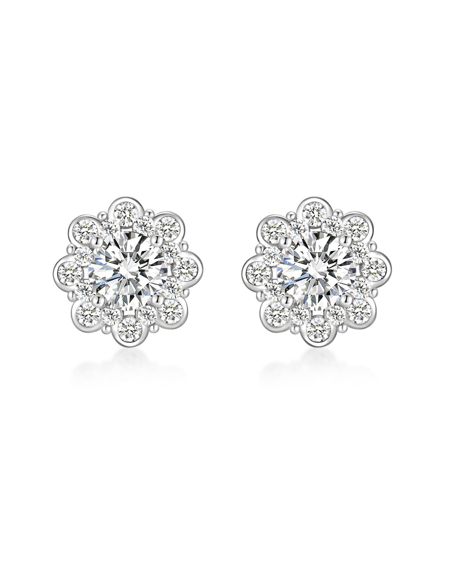 FROZEN BLOOM- 1CT モアサナイト ピアス (White Gold)