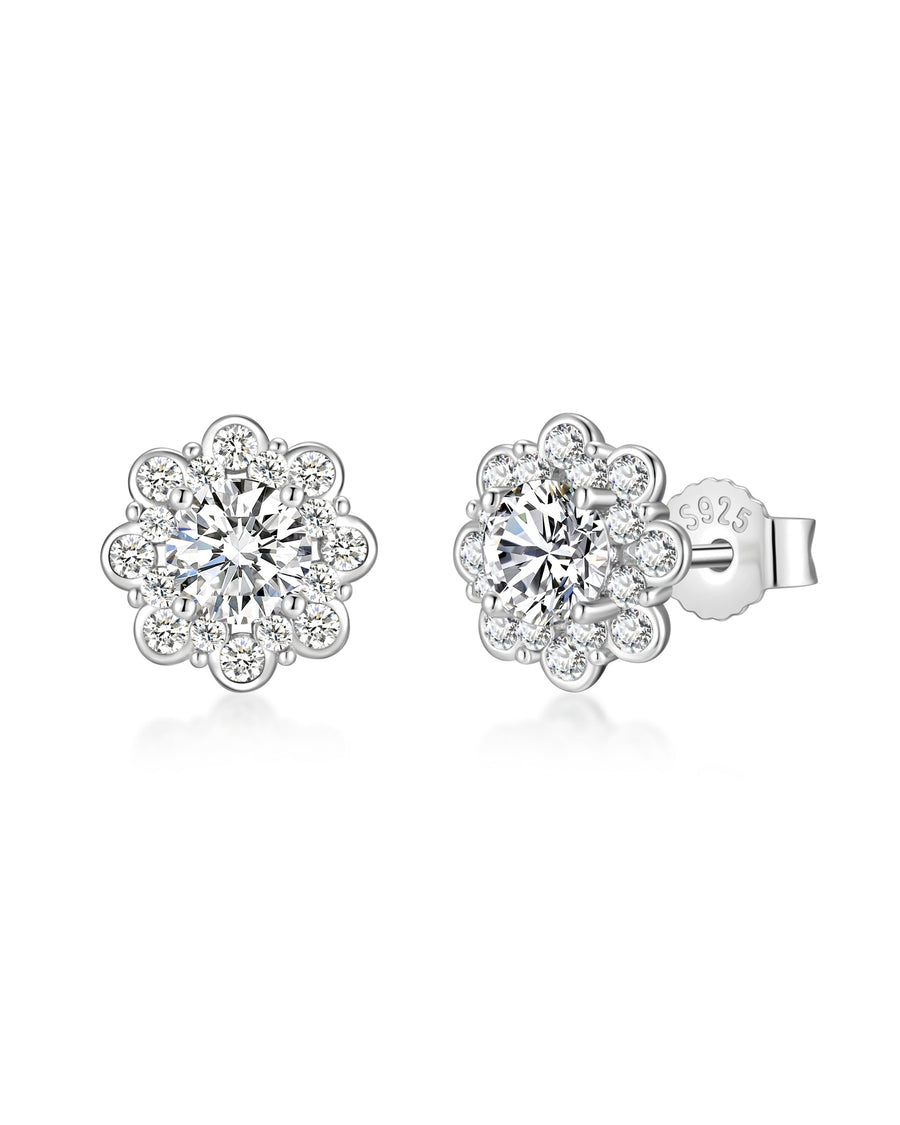 FROZEN BLOOM- 1CT モアサナイト ピアス (White Gold)