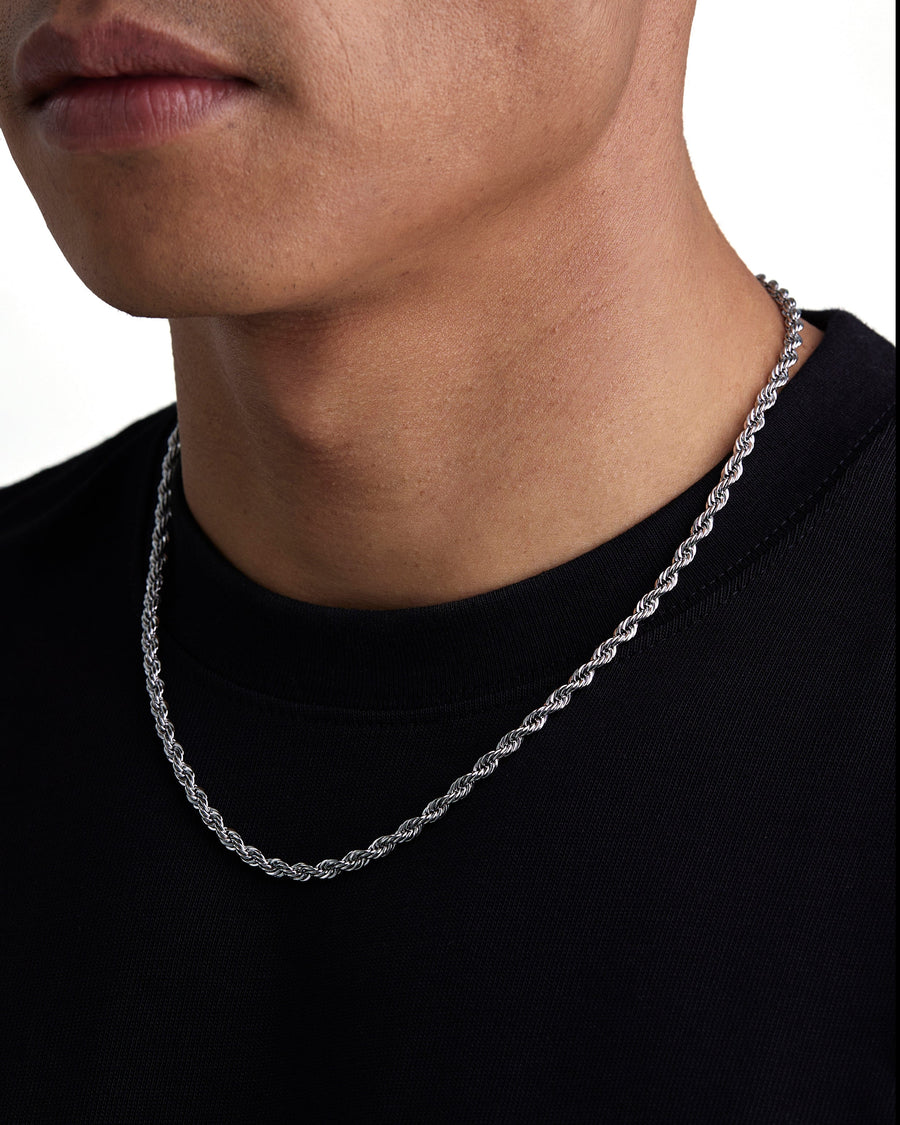 THE ROPE  - 4mm ロープネックレス (White Gold)