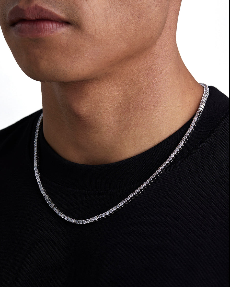 ICE SPARKLER - 3mm Tennis ネックレス (White Gold)