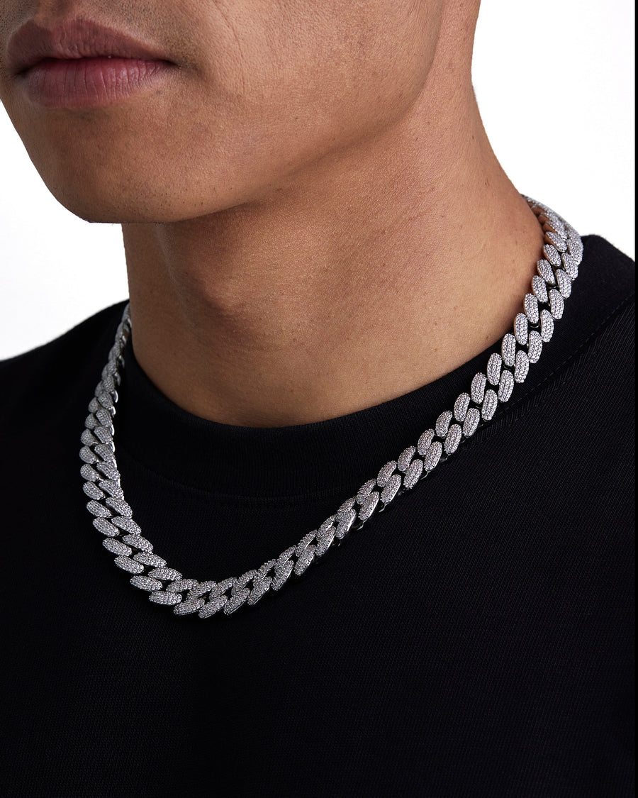 ICEMAN - 12mm キューバネックレス (White Gold)