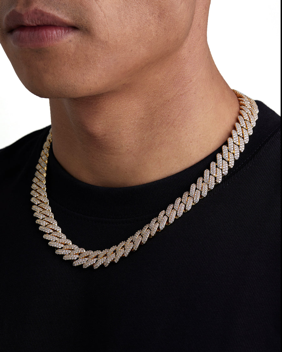 ICE PRONG - 13mm キューバネックレス (18K Gold)