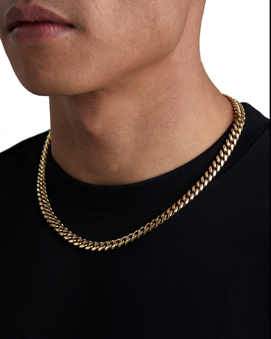PLAIN - 8mm キューバネックレス (18K Gold)