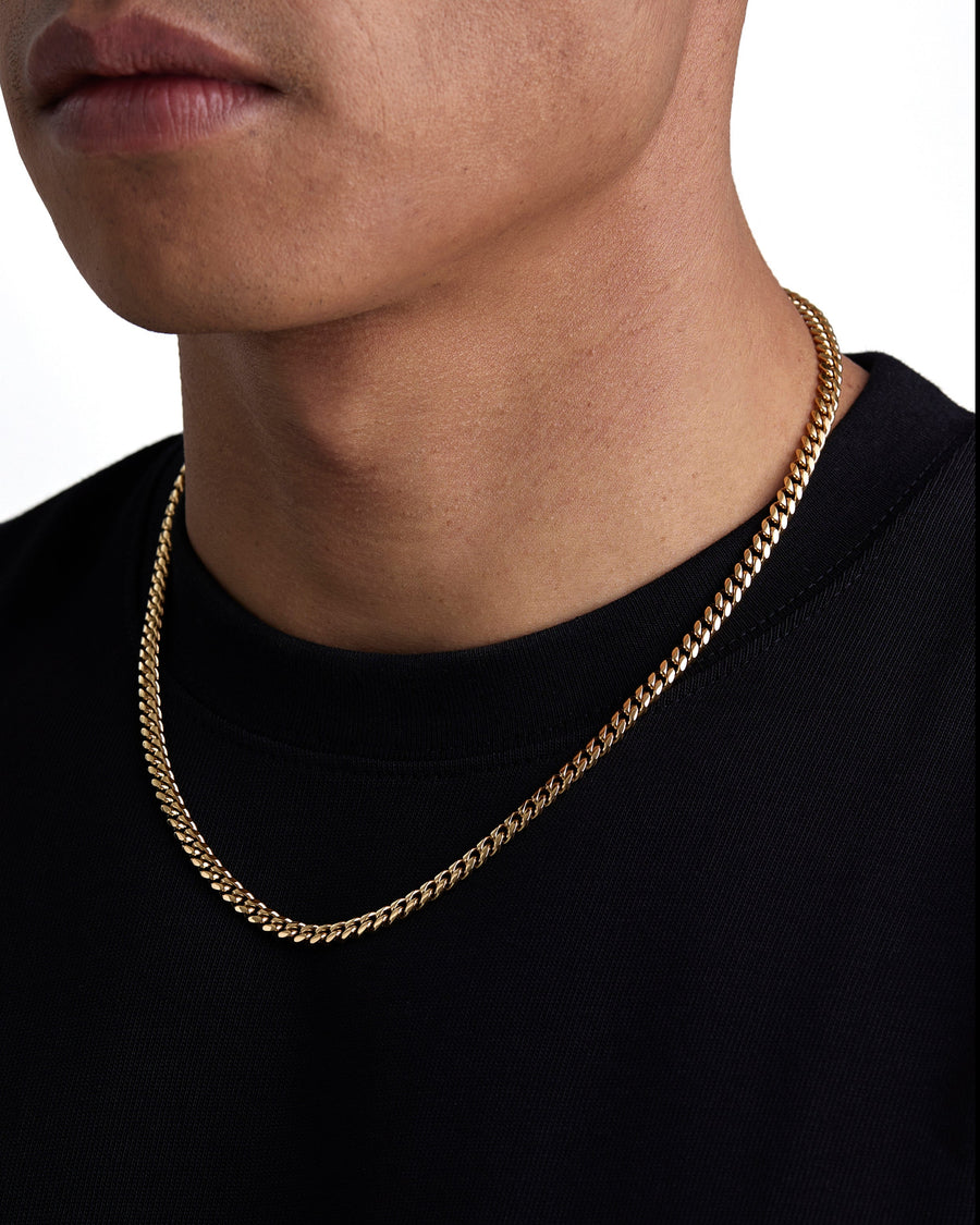 PLAIN - 5mm キューバネックレス (18K Gold)