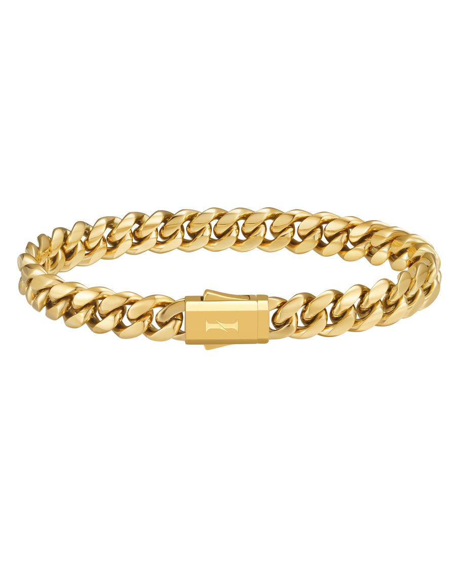 PLAIN - 8mm キューバブレスレット (18K Gold)