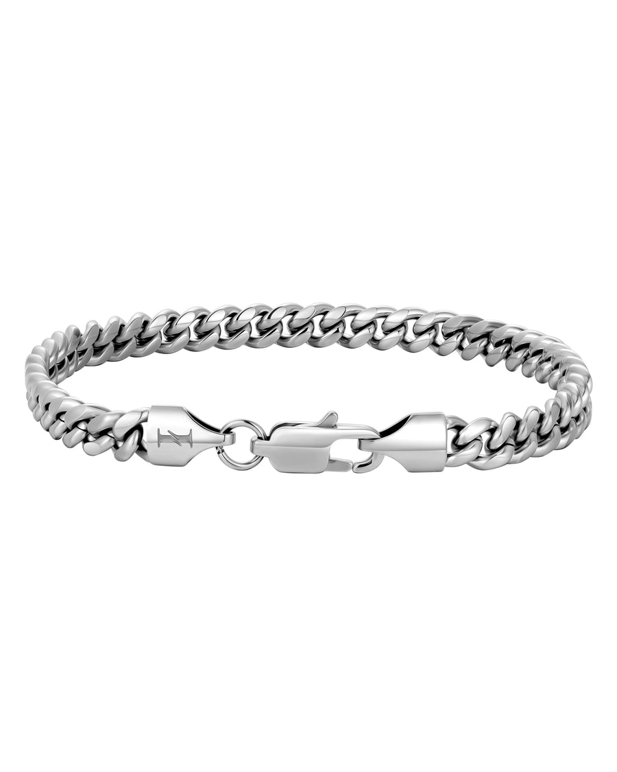 PLAIN - 5mm キューバブレスレット (White Gold)