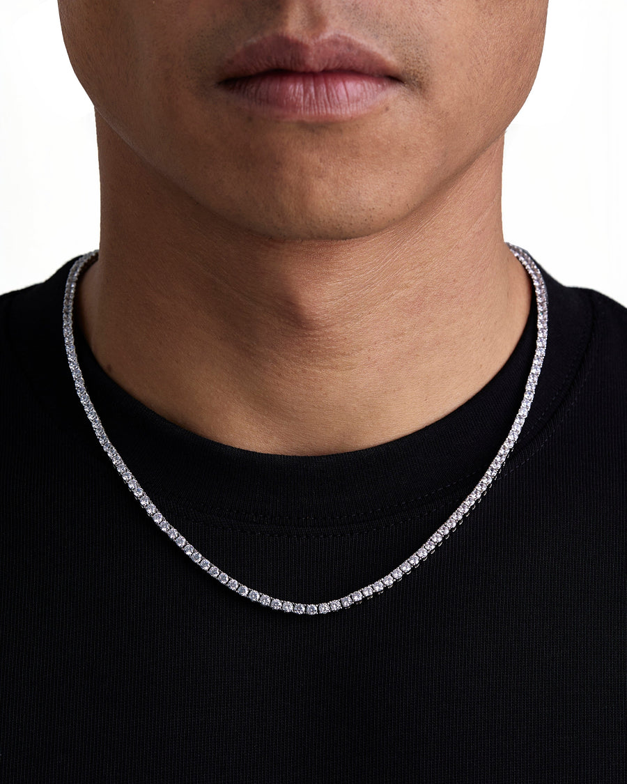 ICE SPARKLER - 3mm Tennis ネックレス (White Gold)