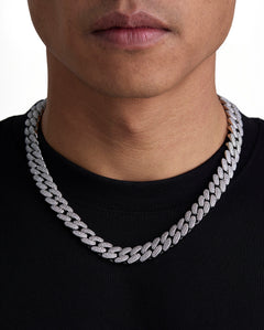 ICEMAN - 12mm キューバネックレス (White Gold)
