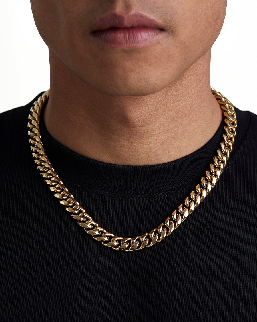 PLAIN - 12mm キューバネックレス (18K Gold)