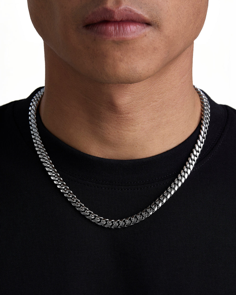 PLAIN - 8mm キューバネックレス (White Gold)