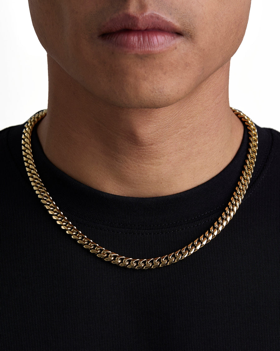 PLAIN - 8mm キューバネックレス (18K Gold)