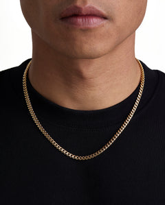 PLAIN - 5mm キューバネックレス (18K Gold)