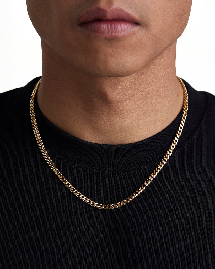 PLAIN - 5mm キューバネックレス (18K Gold)