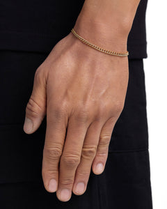 PLAIN - 3mm キューバブレスレット (18K Gold)