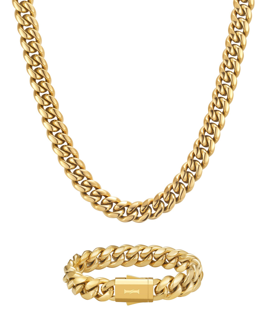 PLAIN SET - 12mm キューバセット (18K Gold)