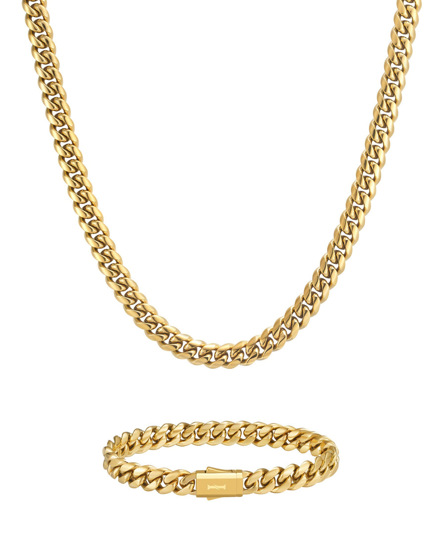 PLAIN SET - 8mm キューバセット (18K Gold)