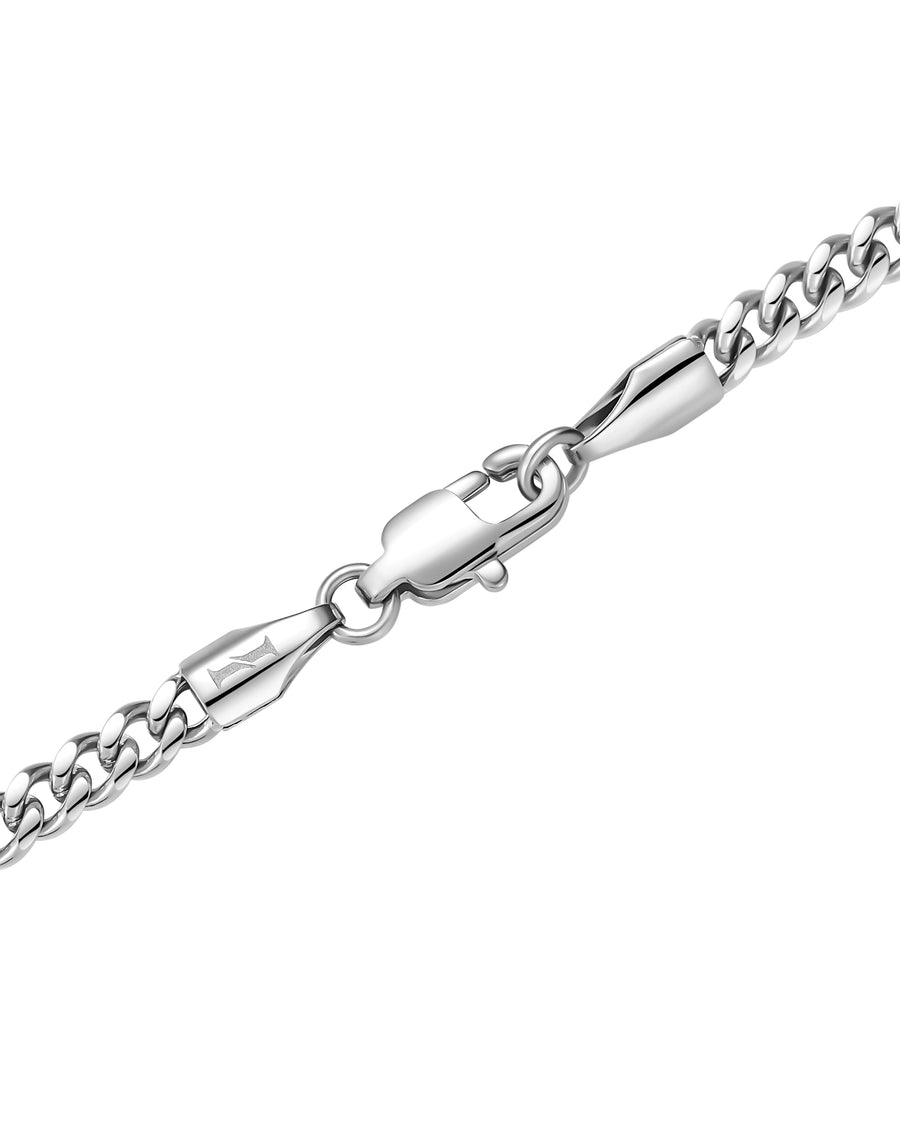 PLAIN - 3mm キューバネックレス (White Gold)