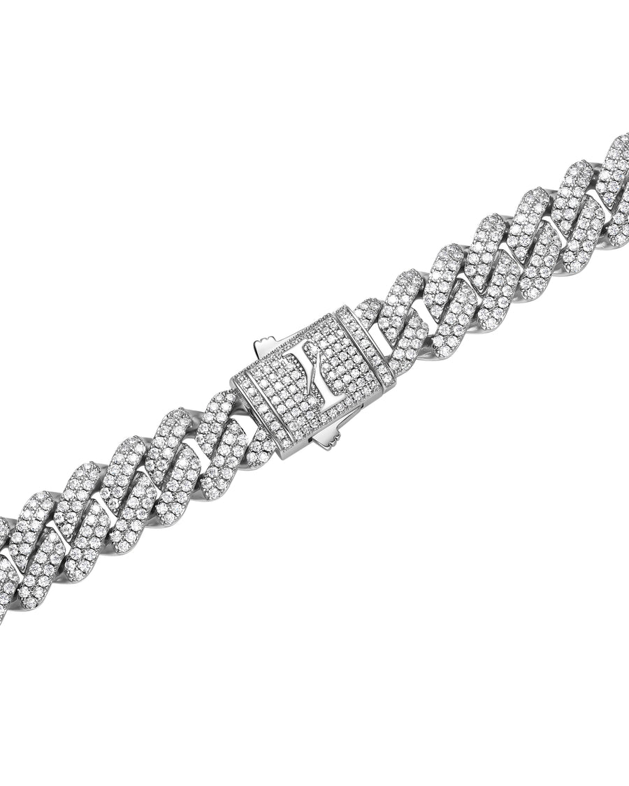 ICE PRONG - 13mm キューバネックレス (White Gold)