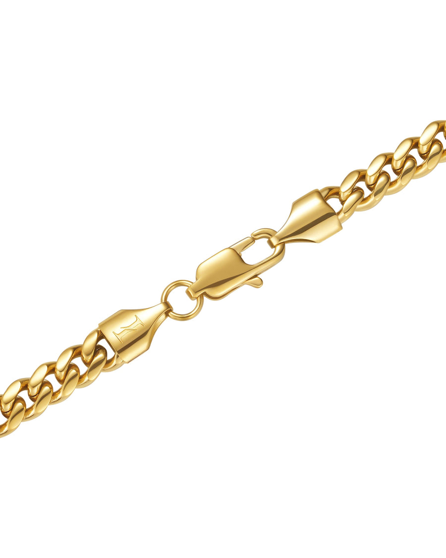 PLAIN - 5mm キューバネックレス (18K Gold)