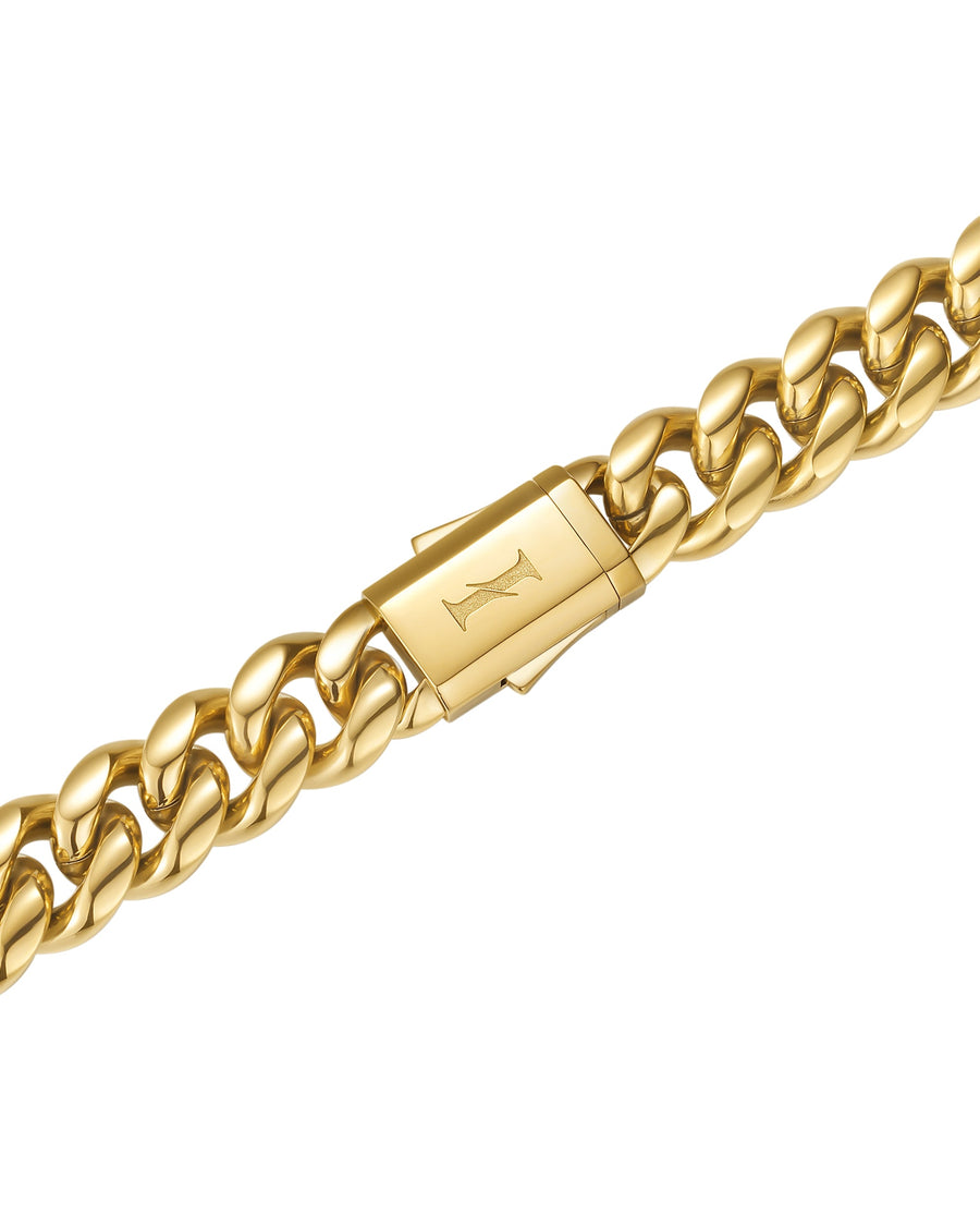 PLAIN - 12mm キューバネックレス (18K Gold)