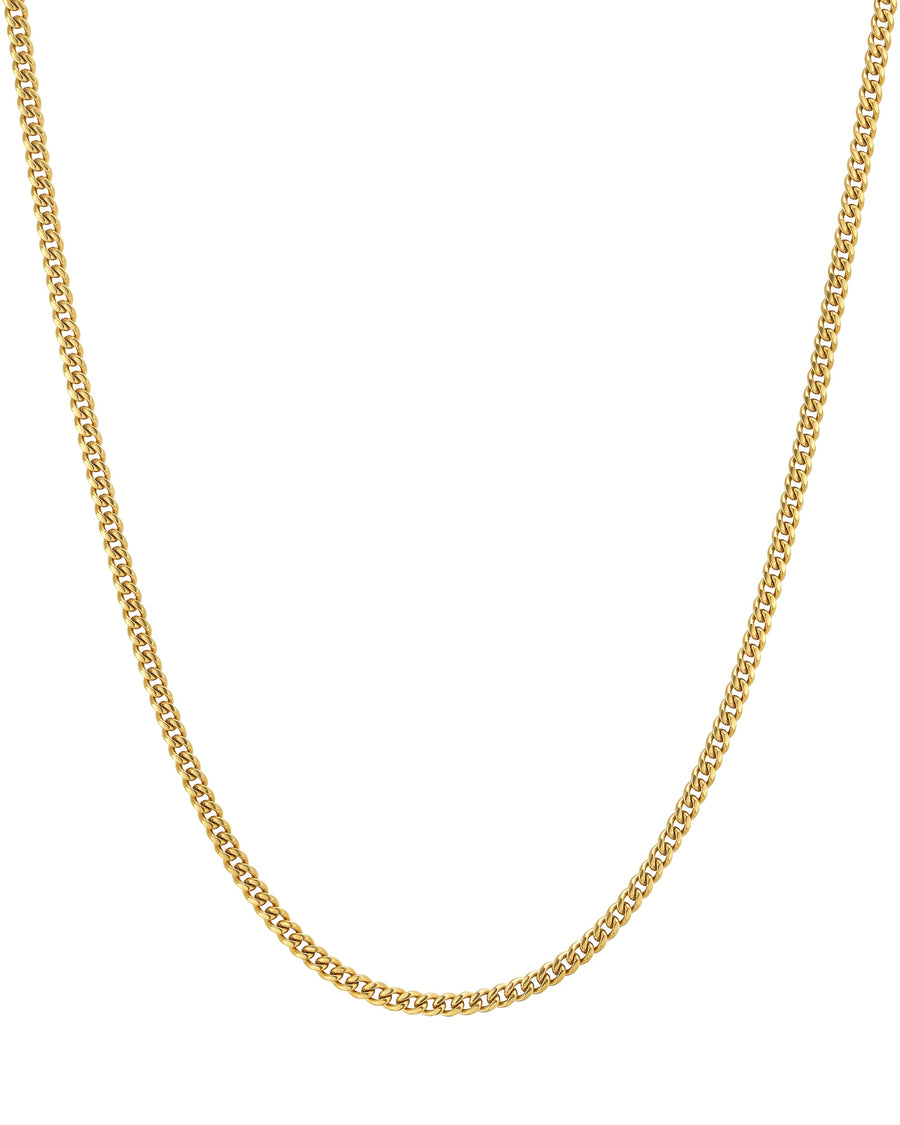 PLAIN - 3mm キューバネックレス (18K Gold)