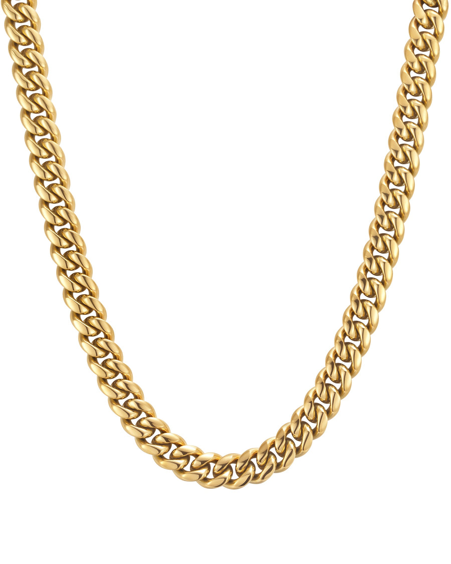 PLAIN - 12mm キューバネックレス (18K Gold)