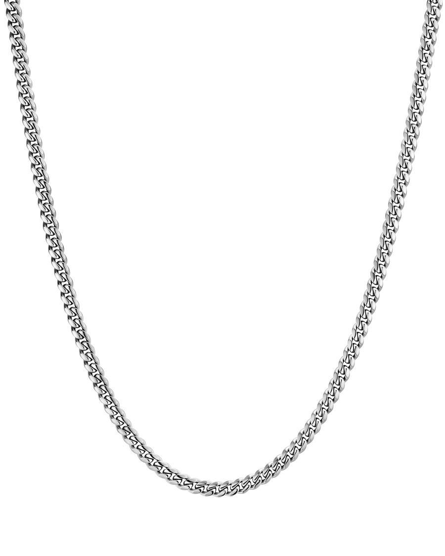 PLAIN - 5mm キューバネックレス (White Gold)