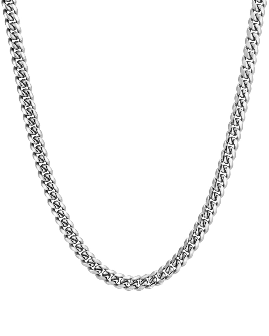 PLAIN - 8mm キューバネックレス (White Gold)