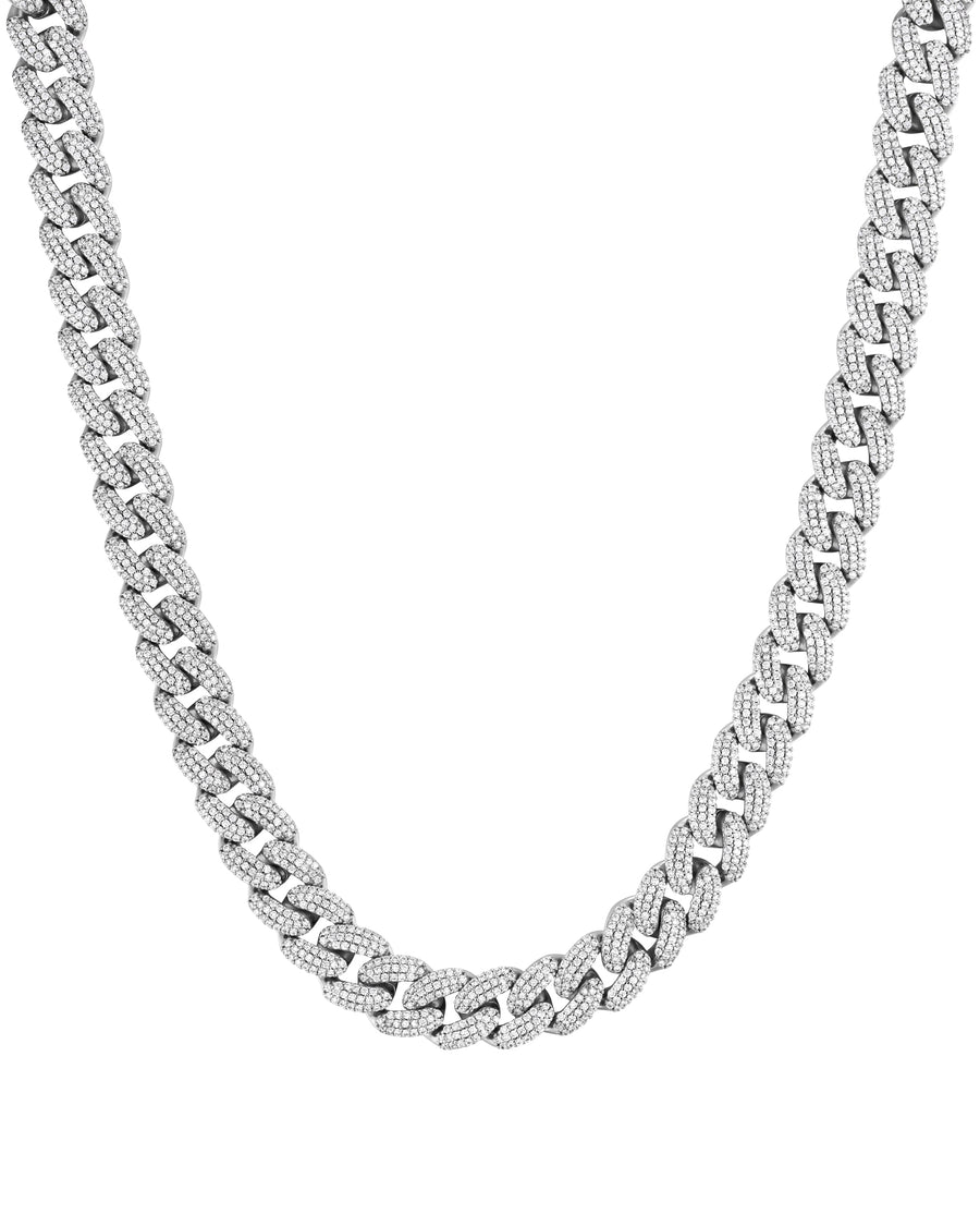 ICEMAN - 12mm キューバネックレス (White Gold)