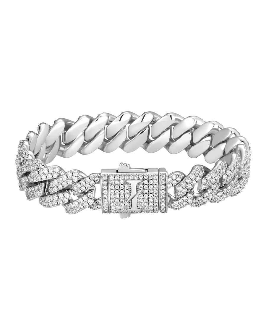 ICE PRONG - 13mm キューバブレスレット (White Gold)