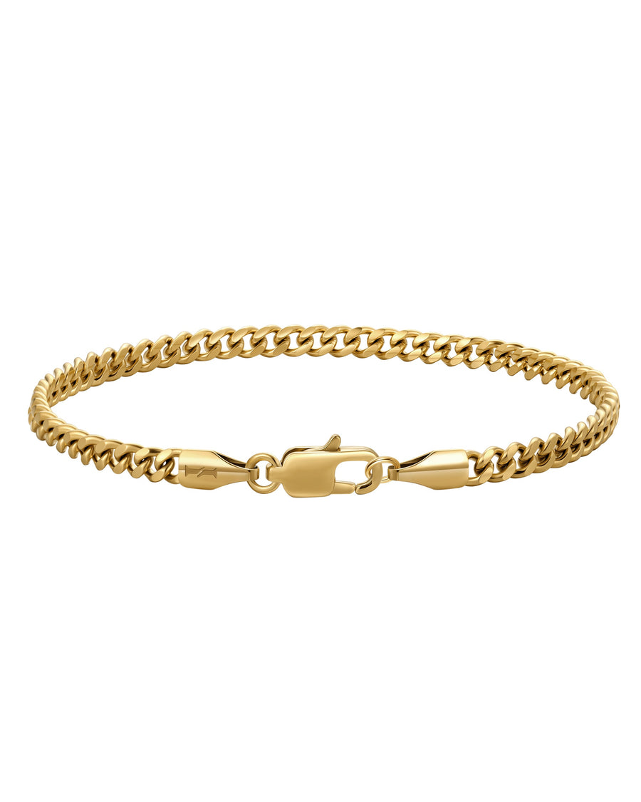 PLAIN - 3mm キューバブレスレット (18K Gold)