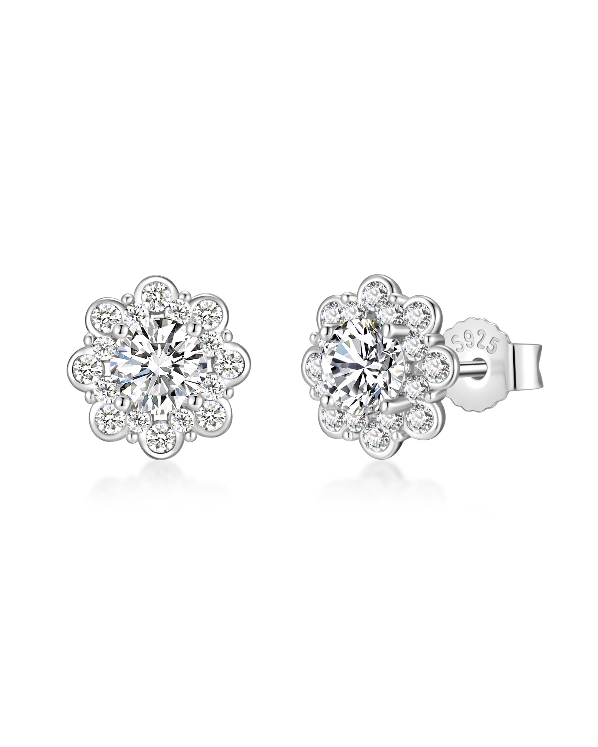 White gold moissanite earrings by Iceman Society