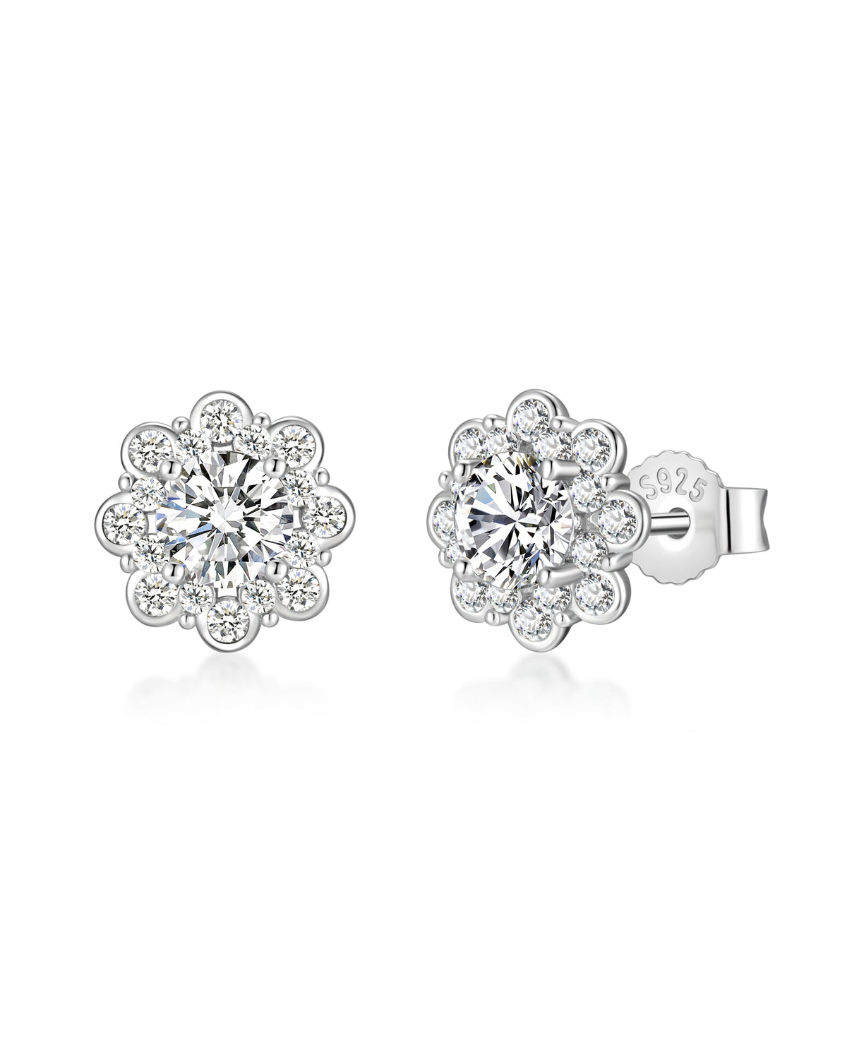 White gold moissanite earrings by Iceman Society