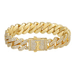13mm 18k gold ice prong cuban bracelet by Iceman Society