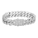13mm white gold ice prong cuban bracelet by Iceman Society