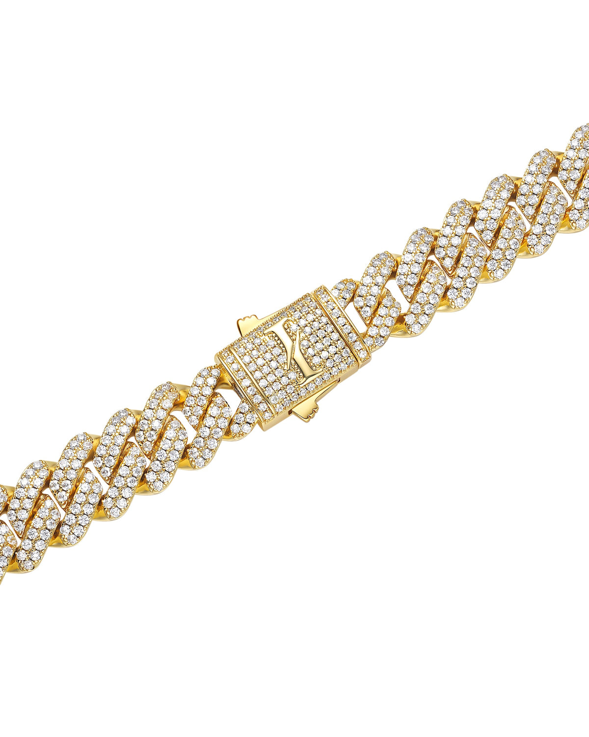 13mm 18K gold ice prong cuban necklace by Iceman Society
