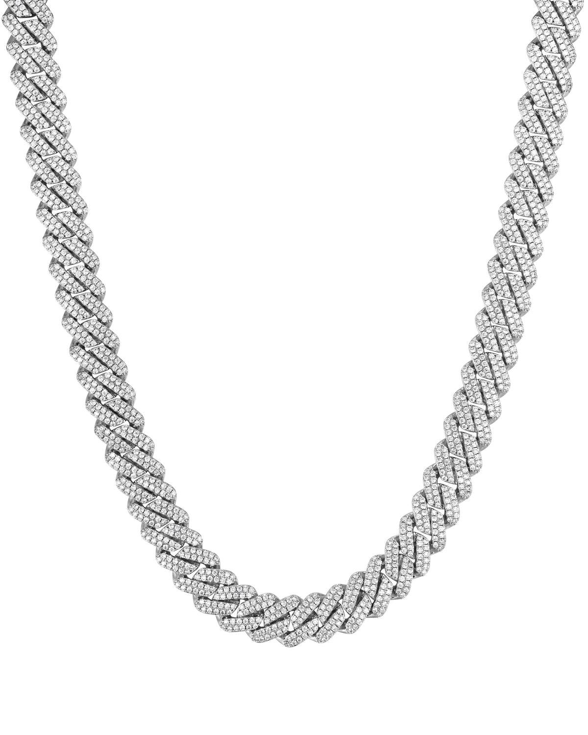 13mm white gold ice prong cuban necklace by Iceman Society