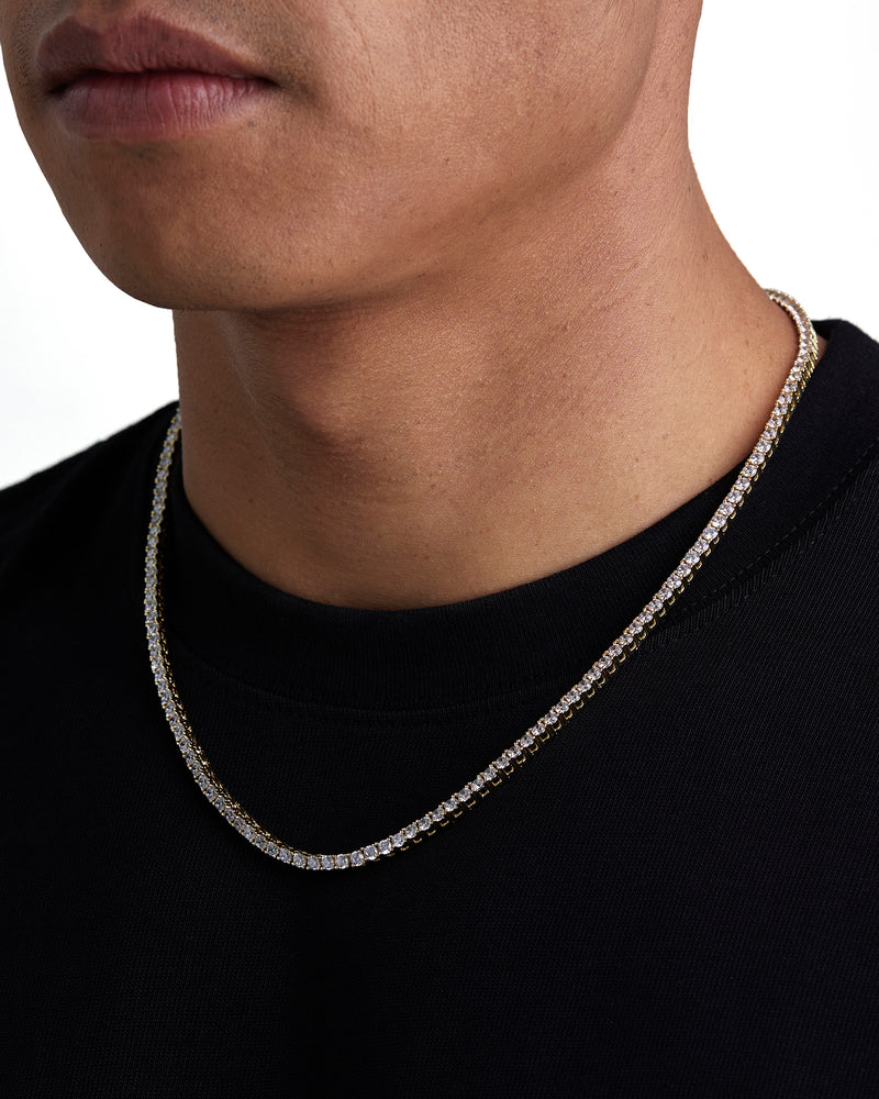 ICE SPARKLER 3mm テニス チェーン 18K Gold 着用写真