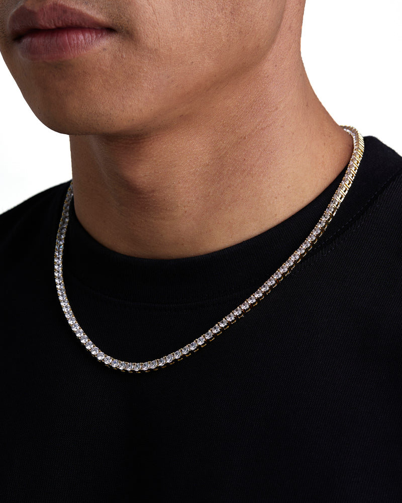 ICE SPARKLER 4mm テニス チェーン 18K Gold 着用写真