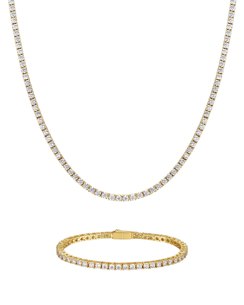 ICE SPARKLER 3mm テニス チェーン & ブレスレットセット 18K Gold 商品写真