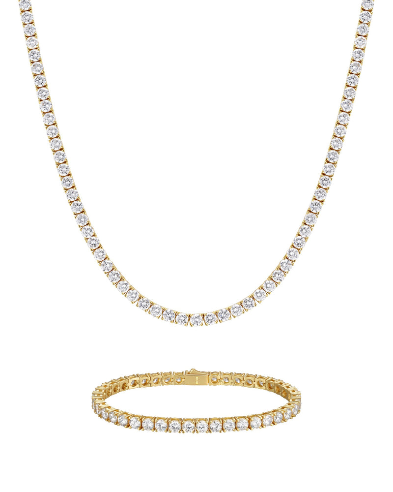 ICE SPARKLER 4mm テニス チェーン & ブレスレットセット 18K Gold 商品写真