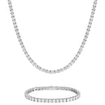 4mm white gold ice sparkler tennis chain necklace and bracelet set by Iceman Society