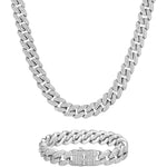 12mm white gold iceman cuban chain necklace and bracelet set by Iceman Society