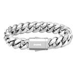 12mm white gold plain cuban bracelet by Iceman Society
