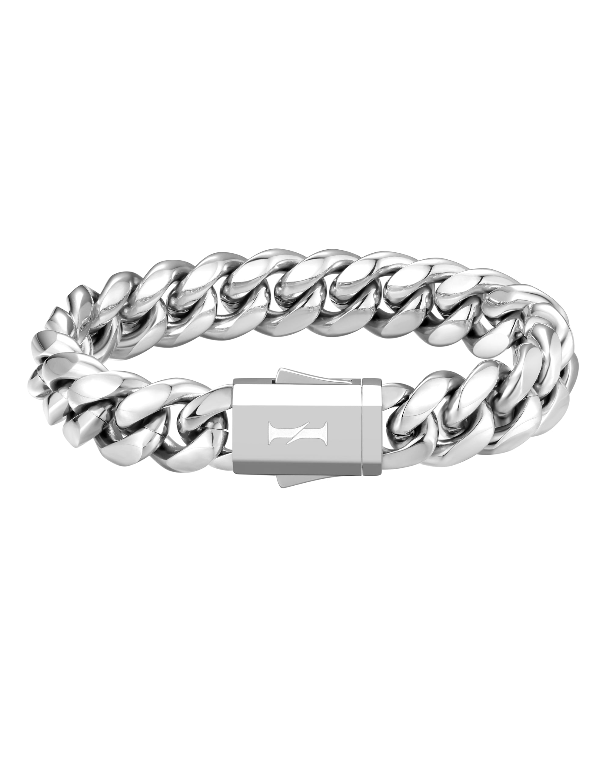 12mm white gold plain cuban bracelet by Iceman Society