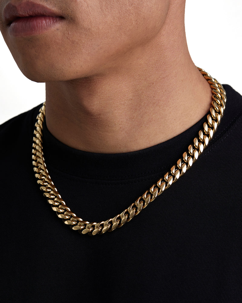 PLAIN 12mm キューバン チェーン 18K Gold 着用写真