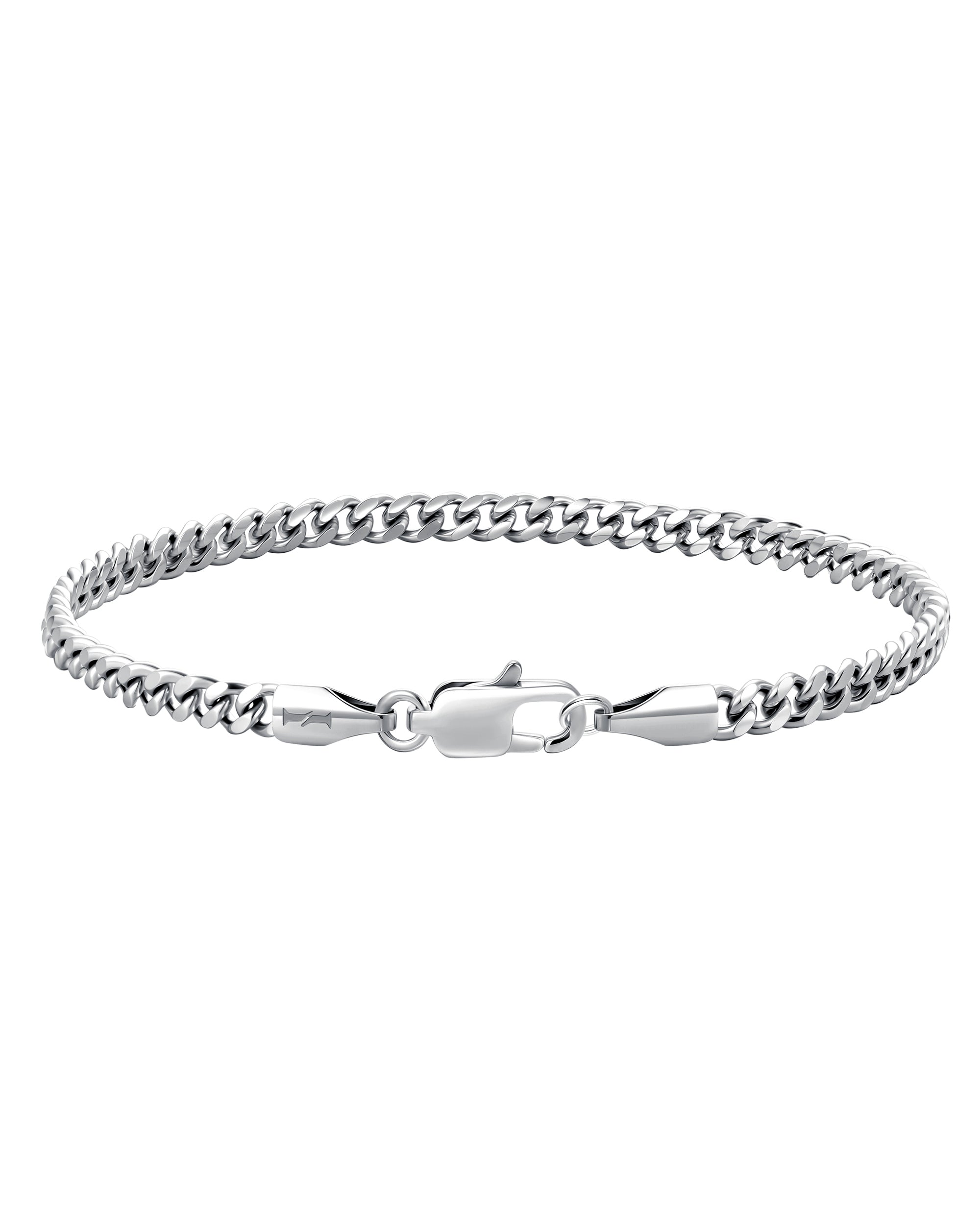 3mm white gold plain cuban bracelet by Iceman Society