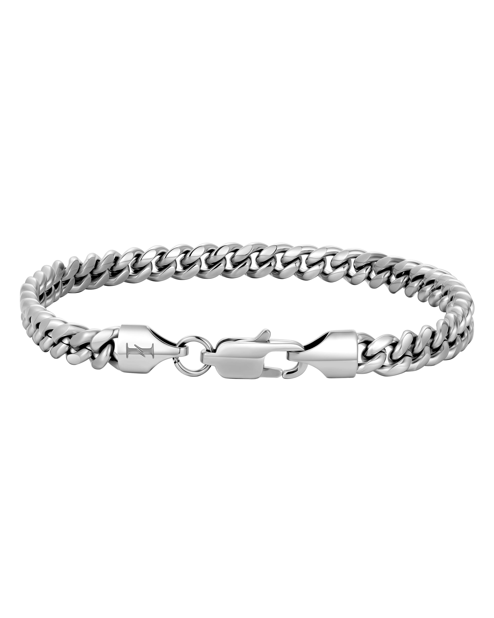 5mm white gold plain cuban bracelet by Iceman Society