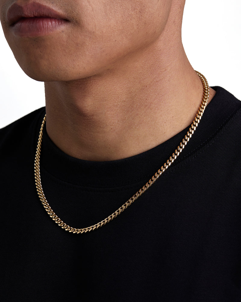 PLAIN 5mm キューバン チェーン 18K Gold 着用写真