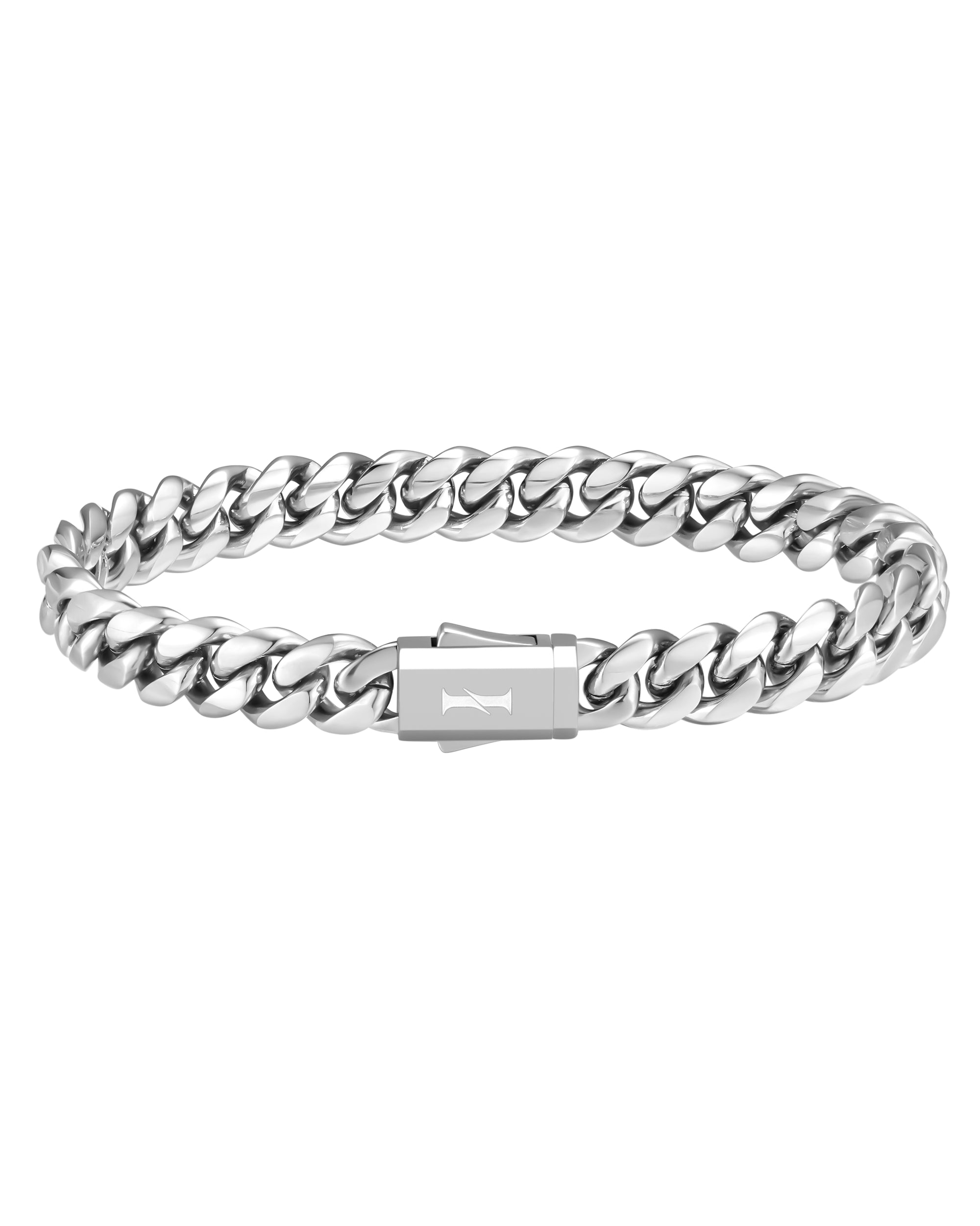 8mm white gold plain cuban bracelet by Iceman Society